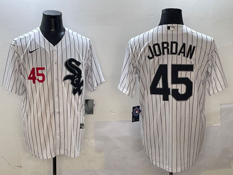 Men Chicago White Sox #45 Jordan White Stripe Game 2025 Nike MLB Jersey style 3->mlb hats->Sports Caps